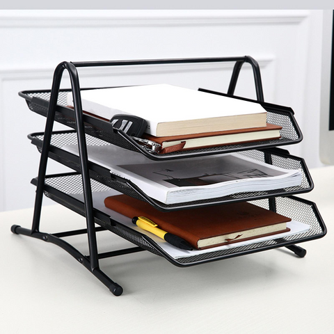 Jet Black News Paper & File Rack- 3 Tier