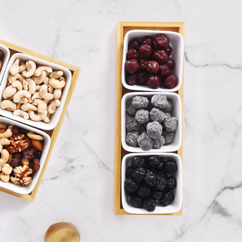 3Pcs Square Ceramic Grid With Wooden Tray