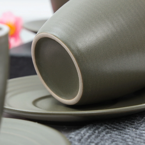 12Pcs Classic Glazed  Expressive Ceramic Cup Set