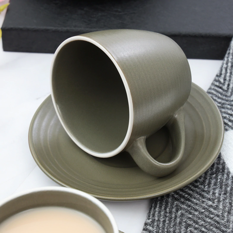 12Pcs Classic Glazed  Expressive Ceramic Cup Set