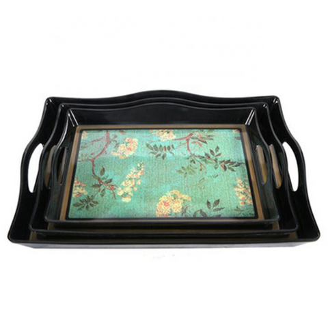 Serving Tray- Melamine Teal Floral