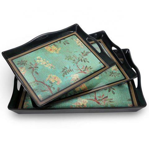 Serving Tray- Melamine Teal Floral