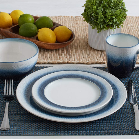 16Pcs Blue Shaded Breakfast Serving Set