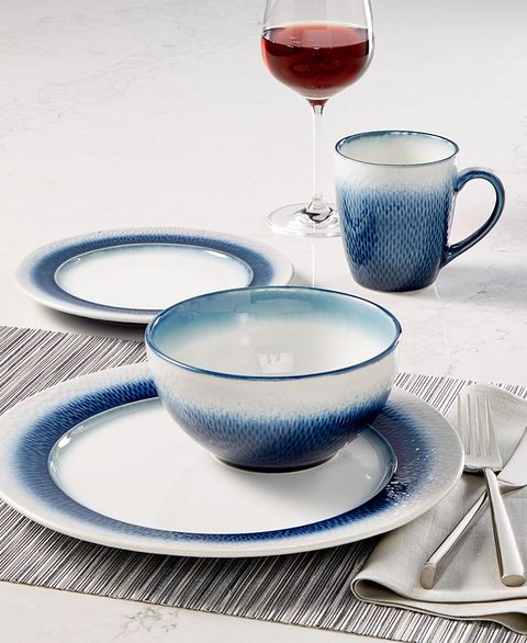 16Pcs Blue Shaded Breakfast Serving Set