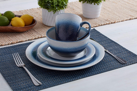 16Pcs Blue Shaded Breakfast Serving Set
