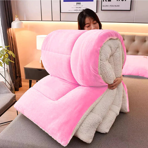 Pink Quilted Fleece Sherpa Comforter