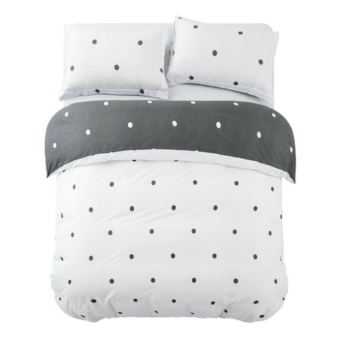 White Polka Dot Cotton Satin Duvet Cover Set