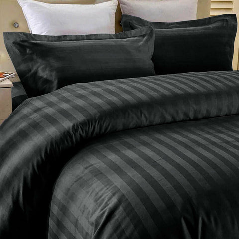 Luxury Stripe Comforter Set-Black