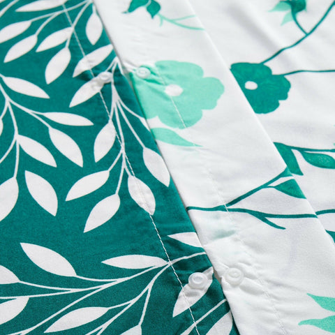 Ocher Flower Front Cotton Satin Duvet Cover Set