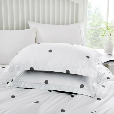White Polka Dot Cotton Satin Duvet Cover Set