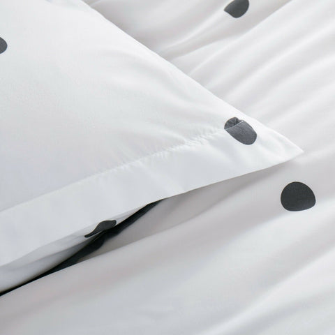 White Polka Dot Cotton Satin Duvet Cover Set