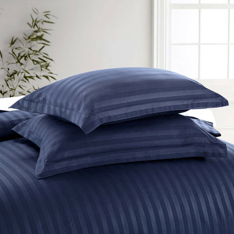 Blue Embossed Luxury Stripe Bedsheet