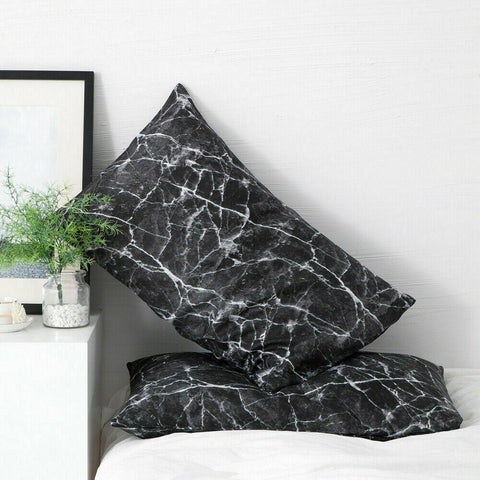 Black Marble Cotton Satin Duvet Cover Set