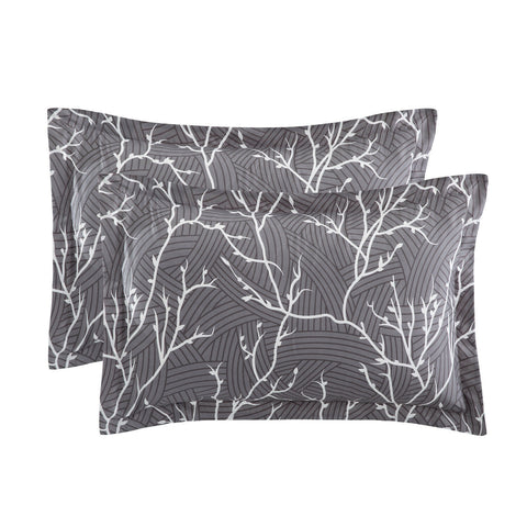 Grey Branch Pattern Soft Satin Bedsheet