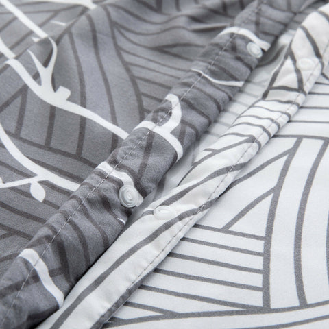 Grey Branch Pattern Soft Satin Bedsheet