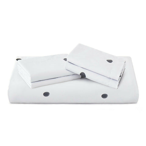 White Polka Dot Cotton Satin Duvet Cover Set