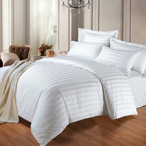 White Embossed Luxury Stripe Bedsheet