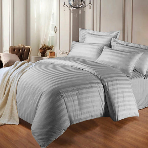 Gray Embossed Luxury Stripe Bedsheet