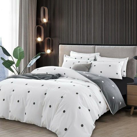 White Polka Dot Cotton Satin Duvet Cover Set