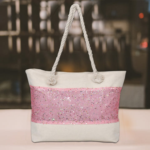 Pink Ladies Glitter Tote Shoulder Bag