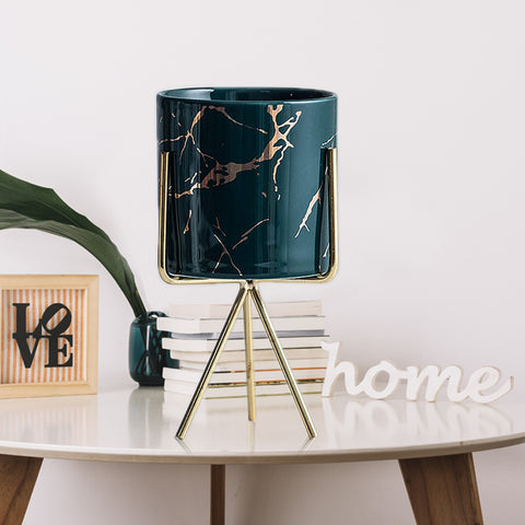 Green Marble Doppelganger Porcelain Flower Pot