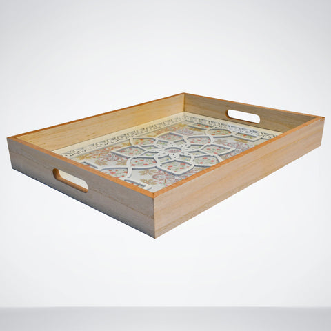 Serving Tray Pair of Architecture Style Rectangular Wooden
