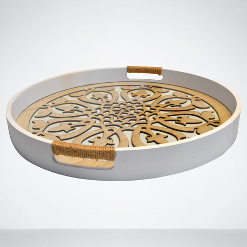 Elegant Round Wooden Tray