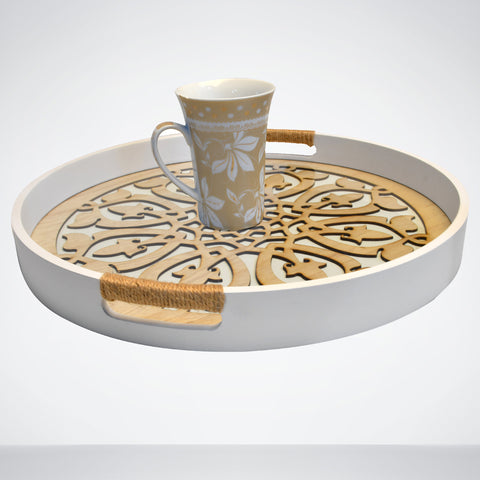 Elegant Round Wooden Tray