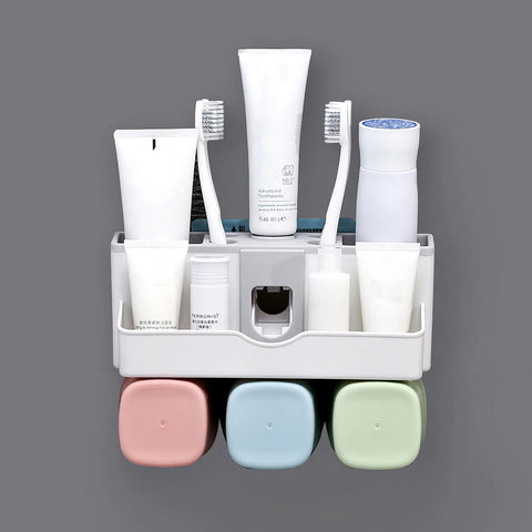 3 Section Toothbrush Caddy Korean Wall Mount