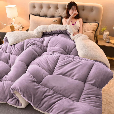 Lavender Quilted Fleece Sherpa Comforter