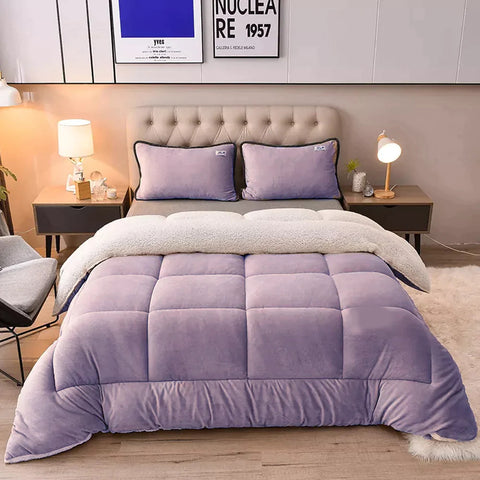 Lavender Quilted Fleece Sherpa Comforter