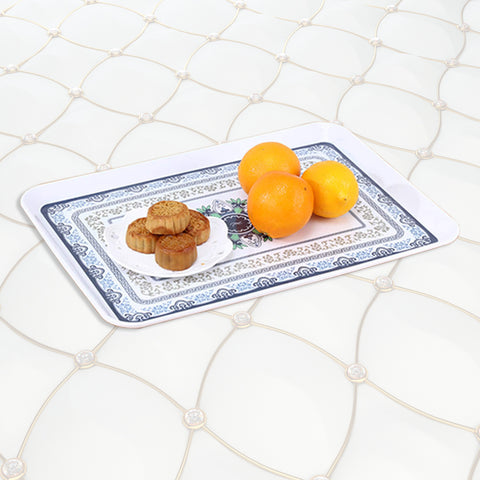 Serving Tray- Melamine Blue Floral Design Large