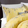 Ochre Blossom Yellow Cotton Satin Duvet Cover Set
