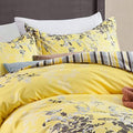 Ochre Blossom Yellow Cotton Satin Duvet Cover Set